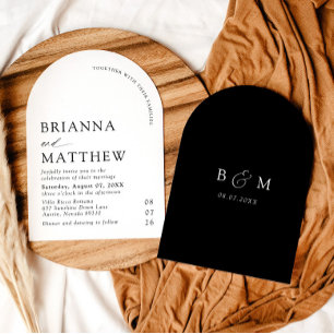 Arch Modern Zwart-wit minimalistische bruiloft Kaart