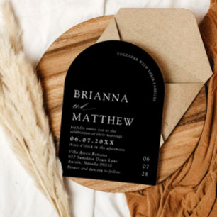 Arch Modern Zwart-wit minimalistische bruiloft Kaart