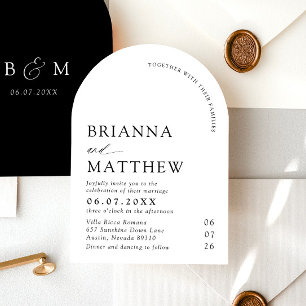 Arch Modern Zwart-wit minimalistische bruiloft Kaart