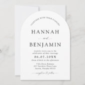 Arch Modern Zwart-wit minimalistische bruiloft Kaart (Voorkant)