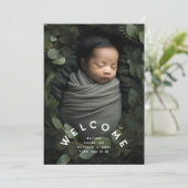 Arch moderne Bienvenue Faire-part photo naissance (Debout devant)