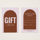 Arch moderne Earth Tones Business Certificat cadea (Devant & derrière)