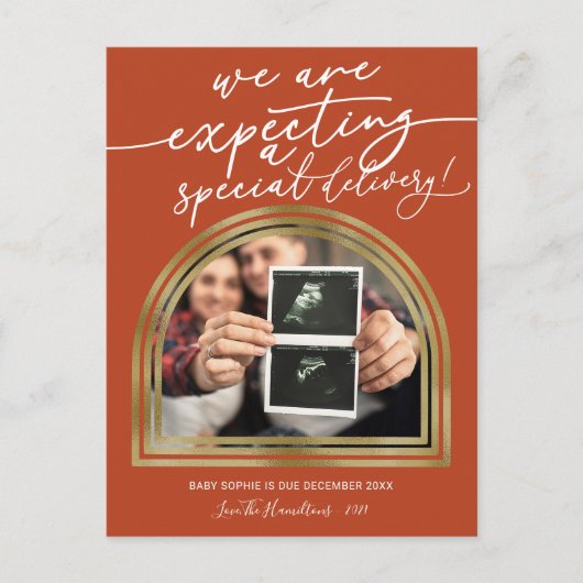 Arch moderne Noël Grossesse Faire-part (Devant)