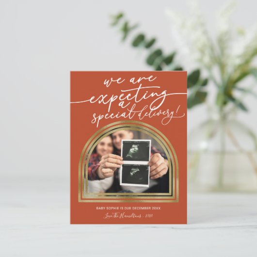 Arch moderne Noël Grossesse Faire-part (Debout devant)