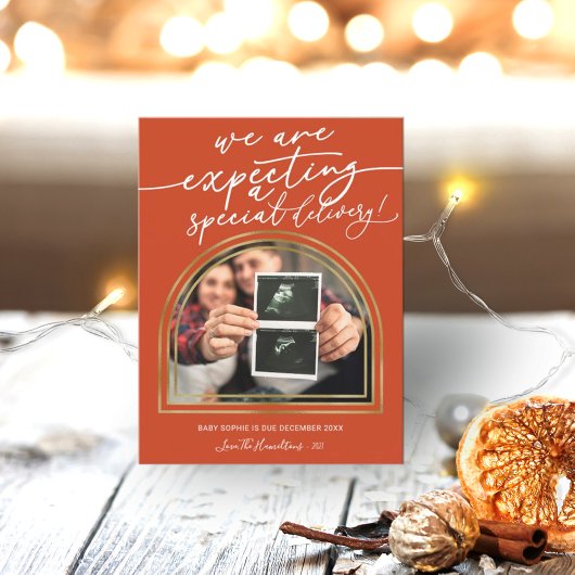Arch moderne Noël Grossesse Faire-part