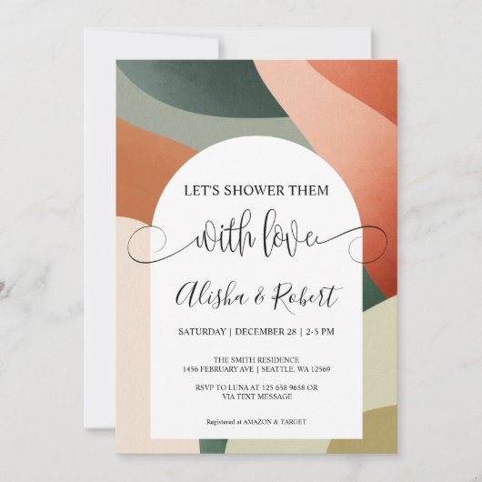 Arch moderne Terracotta Sage Couples Invitation do (Devant)