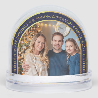 Arch Navy Blue Faux Gold Christmas Family Photo