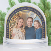 Arch Navy Blue Faux Gold Christmas Family Photo 