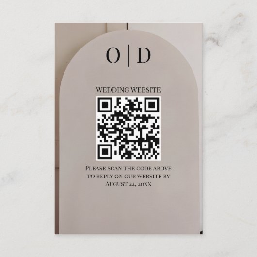 Arch Neutral Luxe Wedding QR Code Informatiekaartje (Voorkant)
