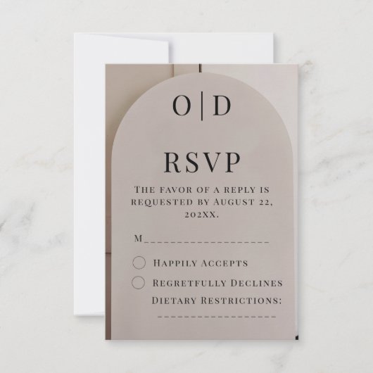 Arch Neutral Luxe Wedding RSVP Kaartje (Voorkant)