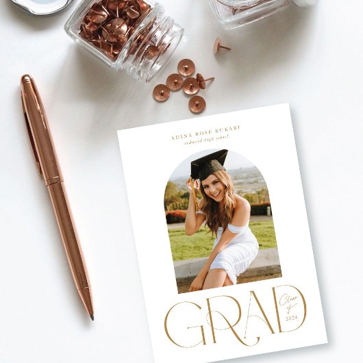 Arch One Photo White Graduation Faire-part