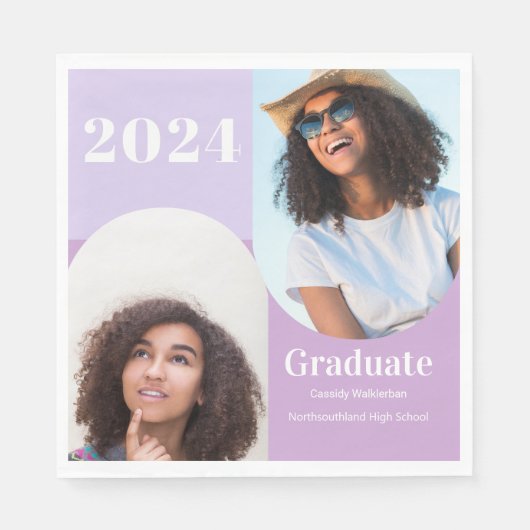 Arch Paars Two Photo Afstuderen Servet (Voorkant)