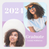 Arch Paars Two Photo Afstuderen Vierkante Sticker (Voorkant)