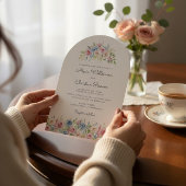 arch Pastel Floral Wreath Wedding Invitation