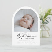 Arch Photo Baptism Invitation Kaart (Staand voorkant)