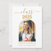 Arch Photo Elegant Gold Script Afstudeerfeest Kaart (Voorkant)