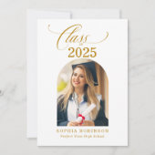 Arch Photo Elegant Gold Script Afstudeerfeest Kaart (Voorkant)