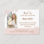 Arch Photo Floral Cupcake Thank You Promo Bakery Kortingskaartje (Voorkant)