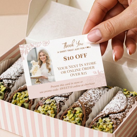 Arch Photo Floral Cupcake Thank You Promo Bakery Kortingskaartje