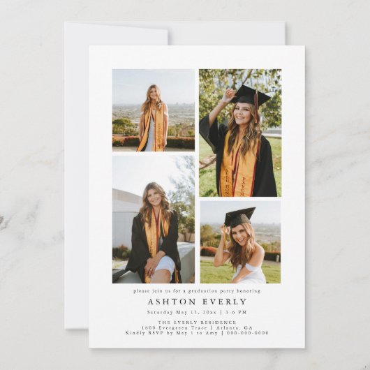 Arch Photo Graduation Party Invitation Faire-part (Dos)