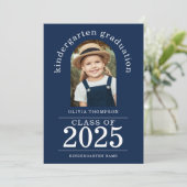 Arch Photo Kindergarten Afstuderen 2025 Navy Blue Aankondiging (Staand voorkant)