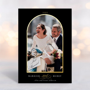 Arch Photo Marié et Joyeuse Carte de vacances Foil