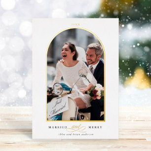 Arch Photo Married and Merry Folie Holiday Card Folie Uitnodiging