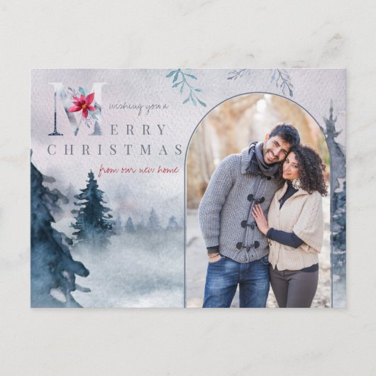 Arch Photo Merry Kerstmis New Home Forest Feestdagenkaart (Voorkant)