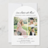 Arch Photo Pink Bow Graduation Party Invitation (Dos)
