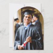 Arch Photo Purple Gold Graduation Faire-part (Dos)