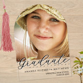 Arch Photo Zwart-wit Girly Script Afstuderen Acryl Uitnodigingen