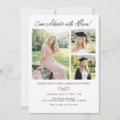 Arch Pink Bow Photo Graduation Party Invitation (Dos)