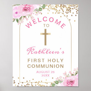 Arch Pink Gold Floral First Heilige Communauteit W Poster