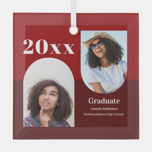 Arch Red Photo Afstuderen Glas Ornament (Voorkant)