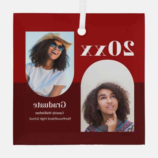 Arch Red Photo Afstuderen Glas Ornament (Achterkant)