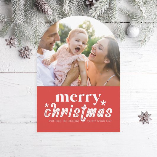 Arch Retro Vrolijke Kerstvakantie Foto Kaart