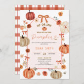 Arch Ribbon Bow Little Pumpkin Geslacht Reveal Kaart (Voorkant / Achterkant)