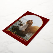 Arch Script Joy Red Vertical Echt Folie Feestdagenkaart (Gedraaid)