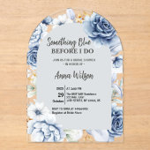 Arch Something Blue Before I Do Bridal Shower Chic Acryl Uitnodigingen (Voorkant)
