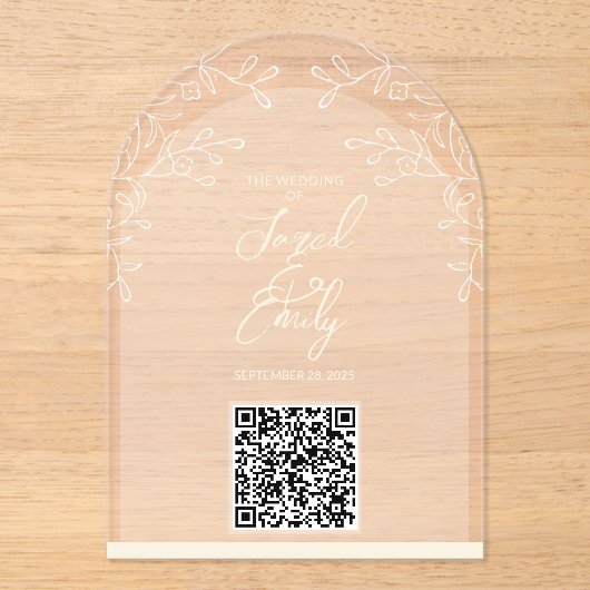 Arch Style Floral Mariage QR Code Invitation (Recto)