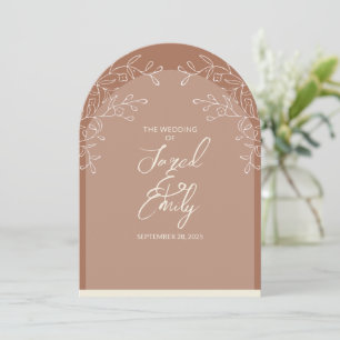 Arch Style Mocha Code QR Faire-part de mariage Bro