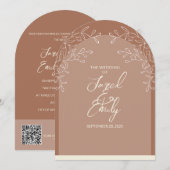 Arch Style Mocha Code QR Faire-part de mariage Bro (Devant / Derrière)
