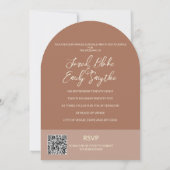 Arch Style Mocha Code QR Faire-part de mariage Bro (Dos)