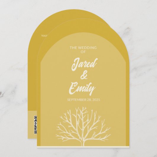 Arch Style Nature Faire-part de mariage QR Code (Devant / Derrière)