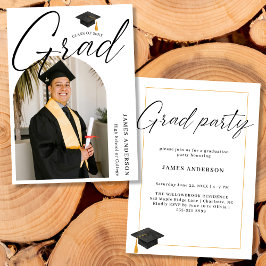 Arch Trendy Modern Script Photo Graduation Party Kaart