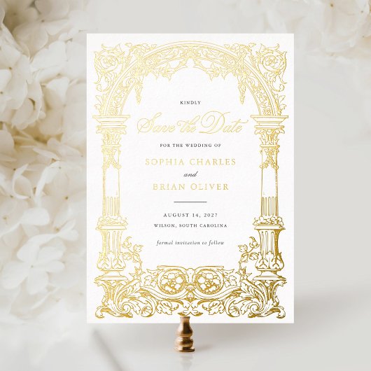 Arch Vines Ornament Lijst Save the Date Folie Uitnodiging