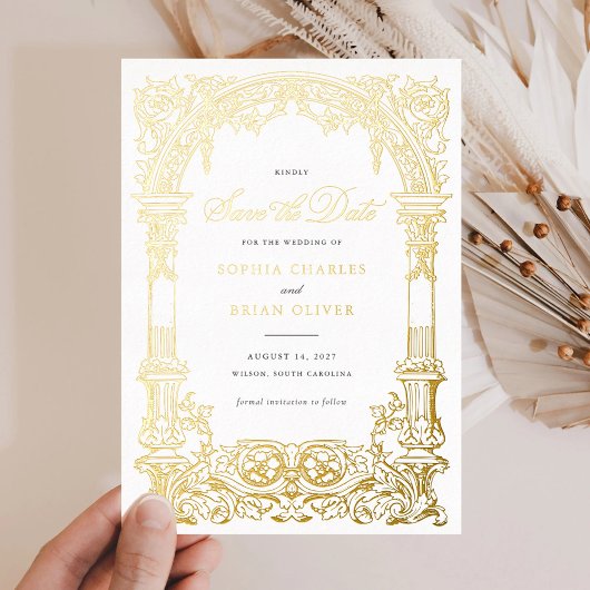 Arch Vines Ornament Lijst Save the Date Folie Uitnodiging