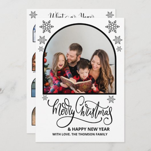 Arch Wat een jaar in Review Foto's Vrolijk Kerstfe Kaart (Voorkant / Achterkant)