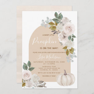 Arch White Boho Citrouille Baby shower Invitation
