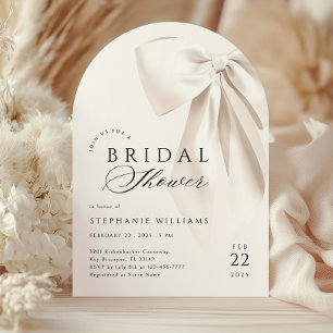 Arch White Elegant Bow nuptiale douche Invitation